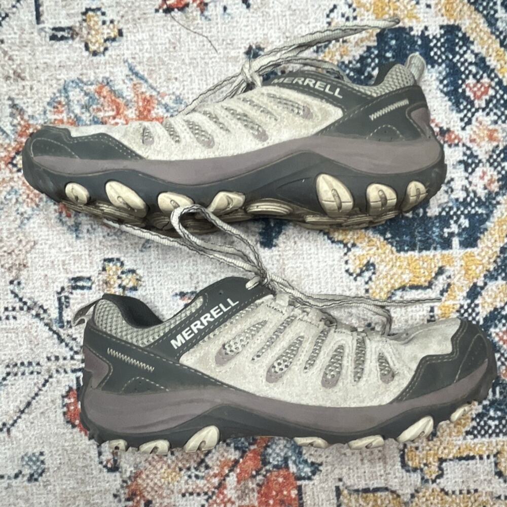 Merrell Crosslander 3 Women's Hiking Shoes Size 8.5 Silver Antler Gray Suede